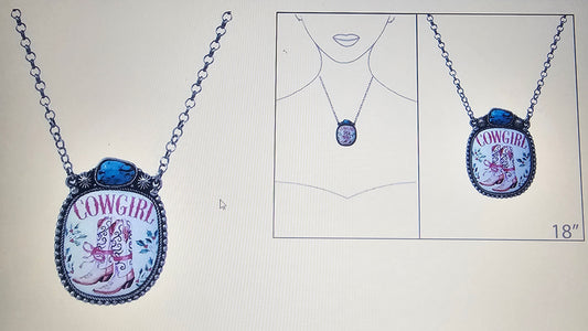 Western Cowgirl Pendant Necklace