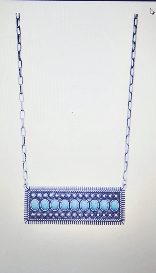 Western Oval Bead Rectangle Necklace