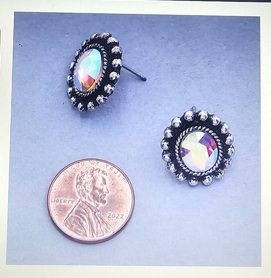 Western Rhinestone Oval Stud Earring